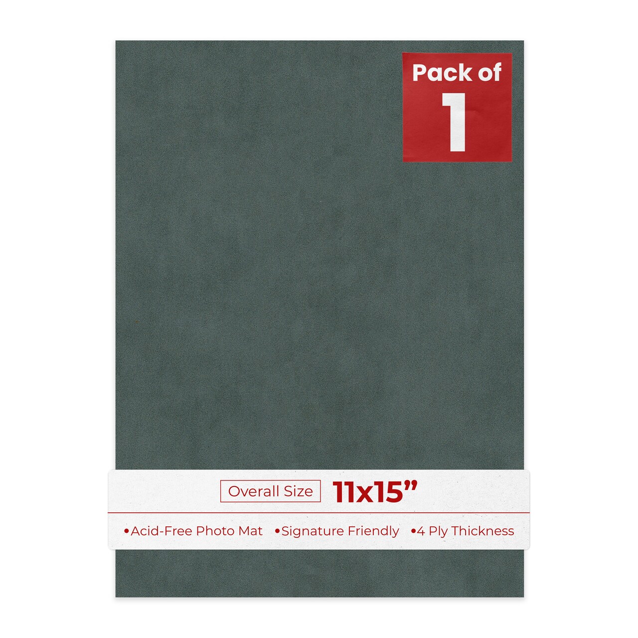 Dark Grey Suede 11x15 Uncut Mat Board - Blank Sheets, No Opening